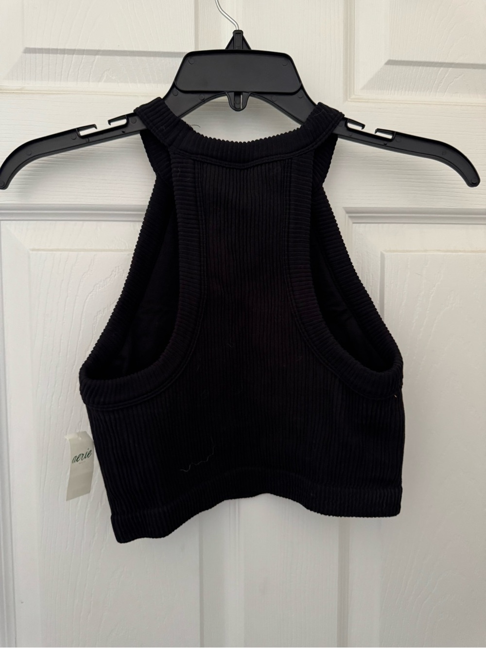 Aerie Black Ribbed Halter Crop Bra Top - Picture 2 of 3
